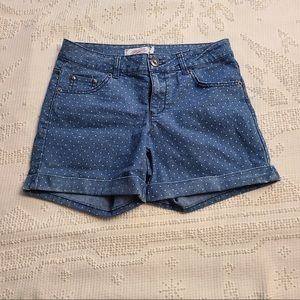 Women’s Polka Dot Denim Mid Rise Shorts